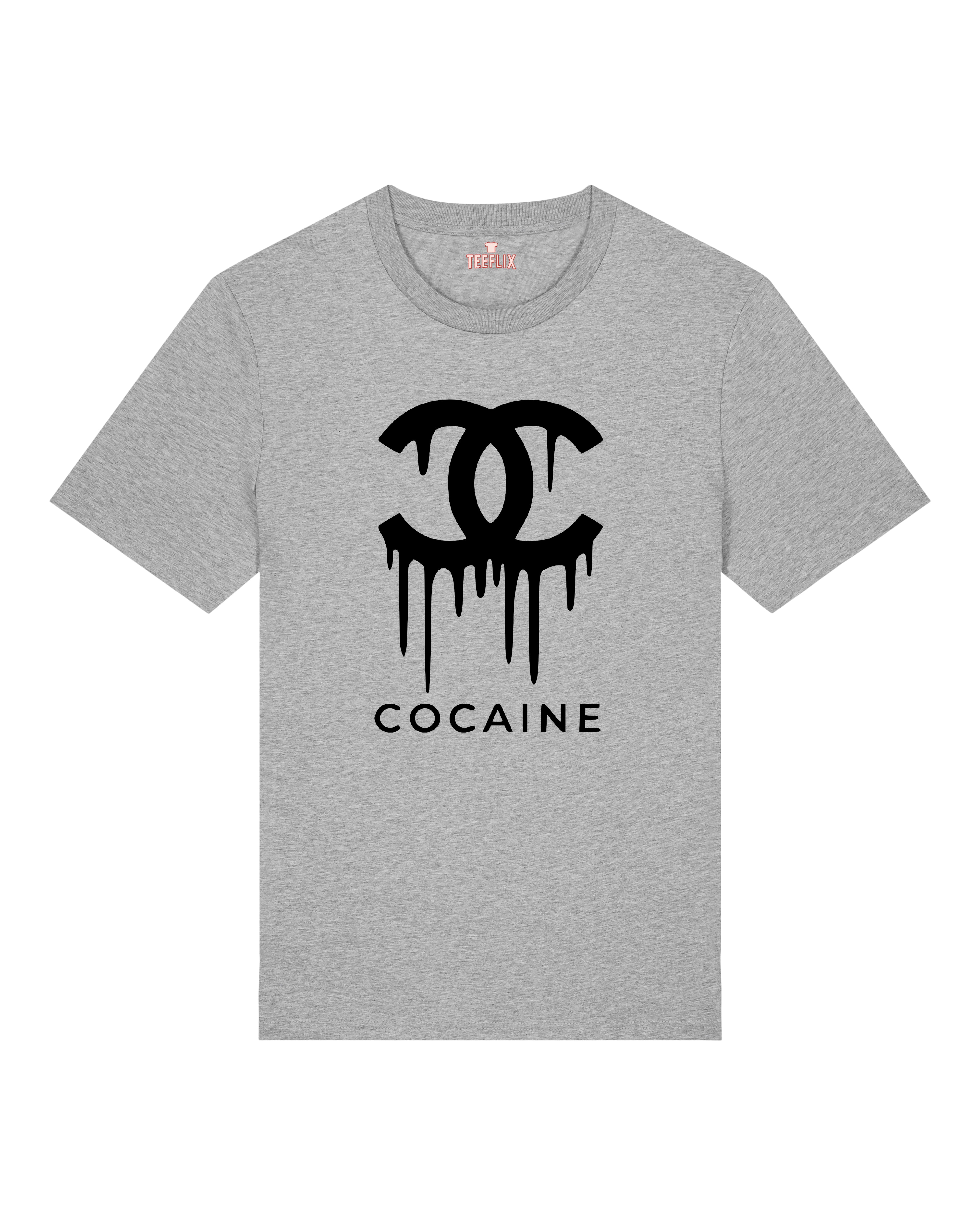 Graues Statementshirt mit tropfendem Doppel-C und Aufdruck
