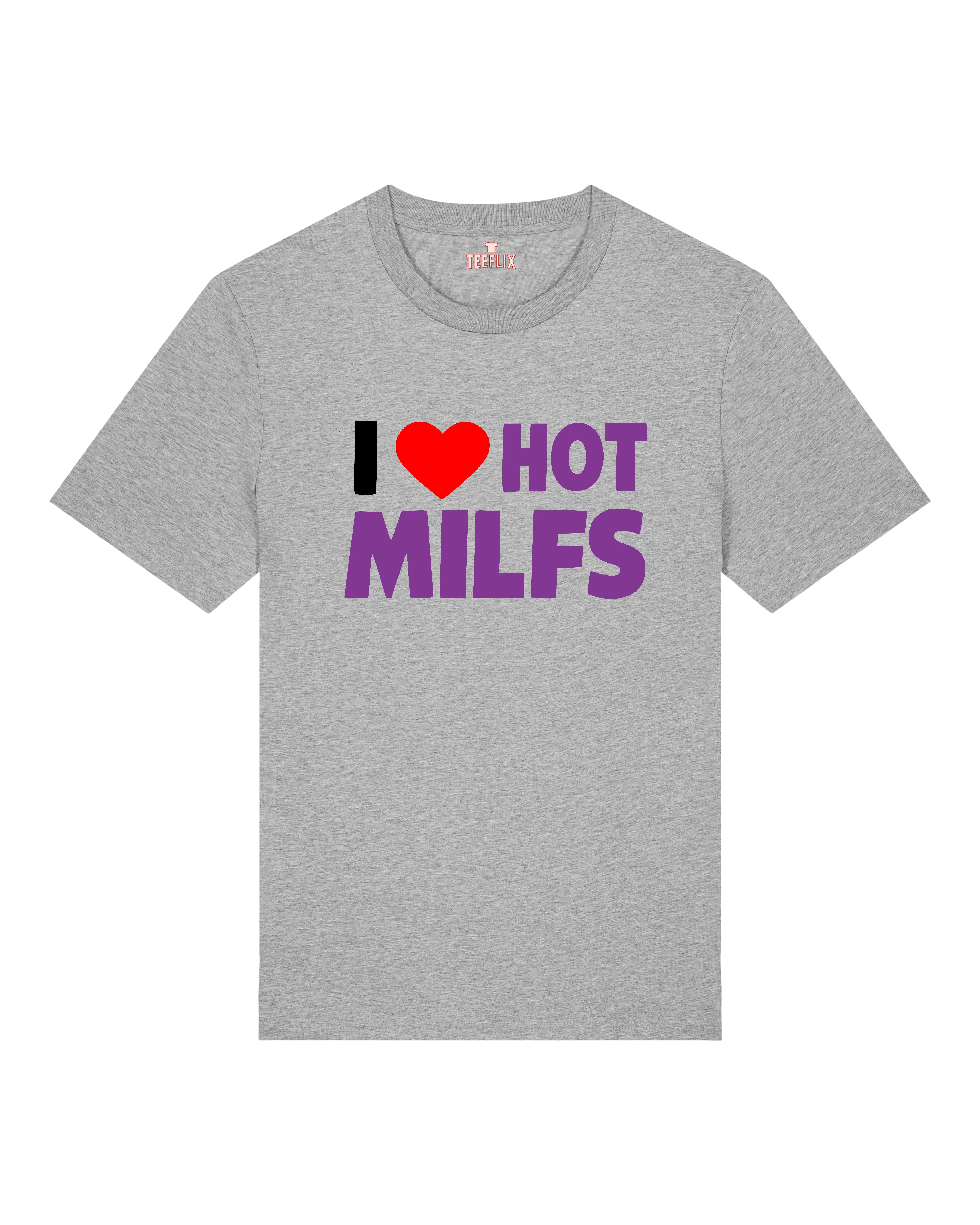 Graues Shirt mit auffälligem MILF-Aufdruck im Retro-Stil mit Humor-Faktor
