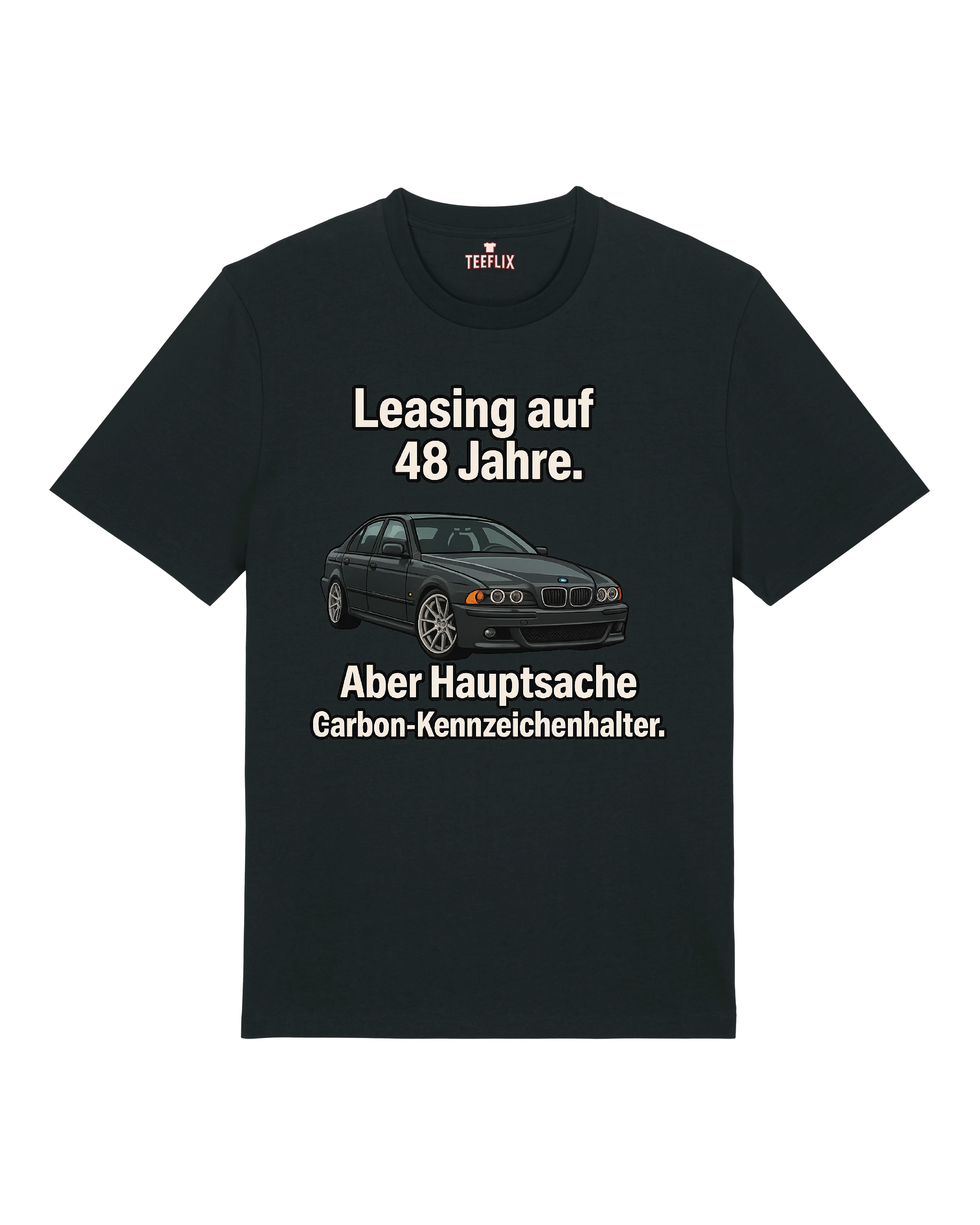 Schwarzes Funshirt für Autofans mit Ironie und Detail-Liebe