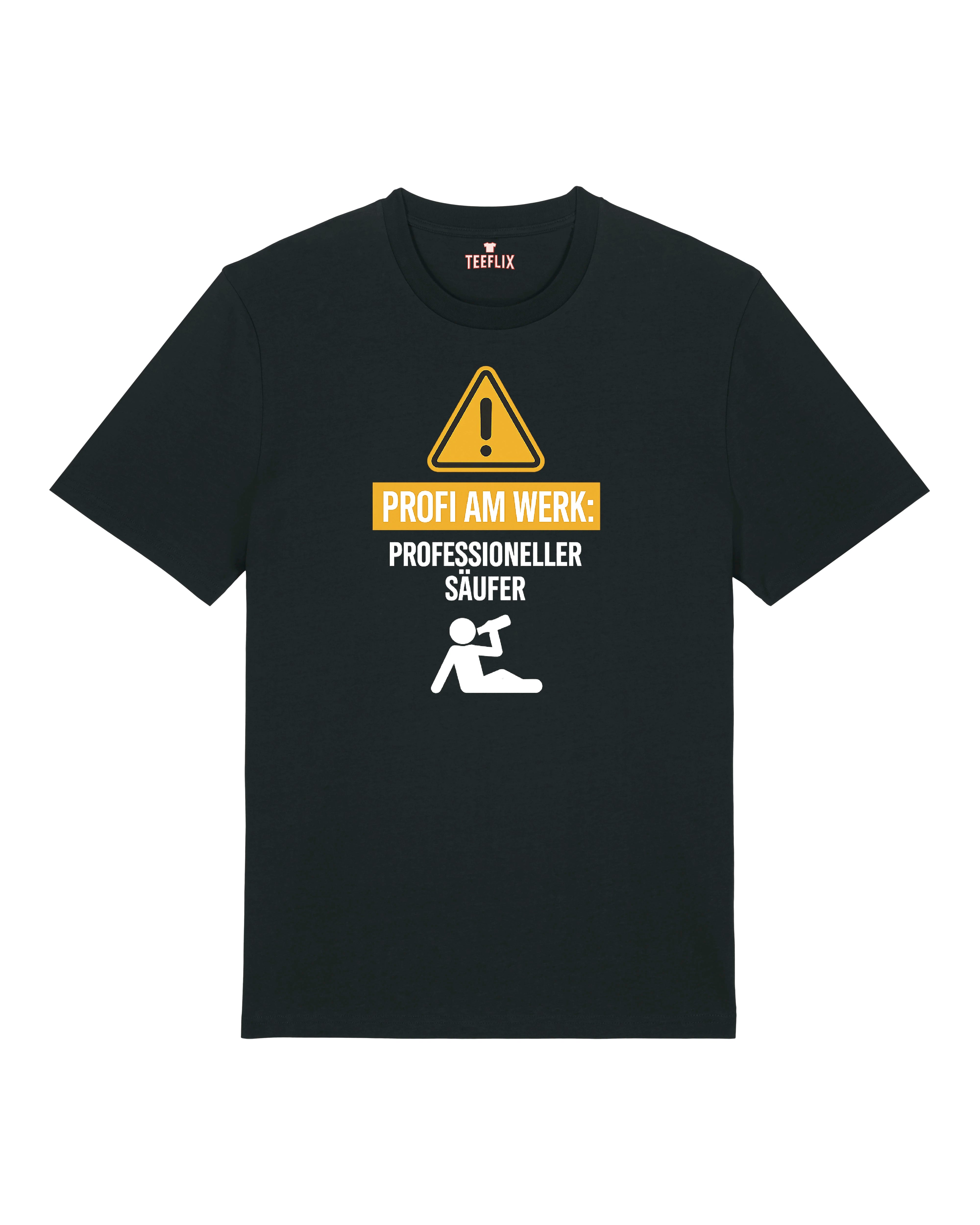 Schwarzes Funshirt mit Humor-Print und Icon für Feierbiester