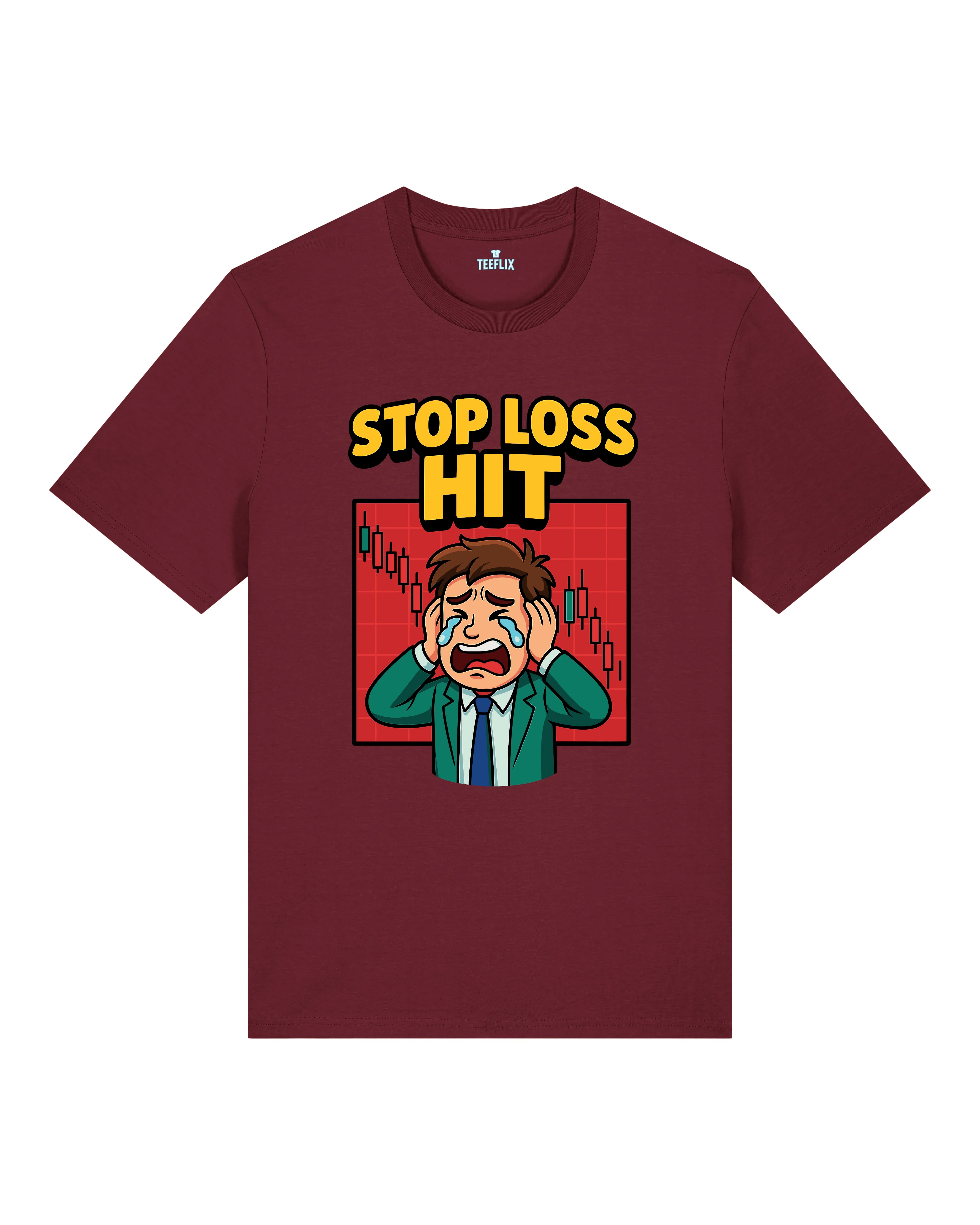 STOP LOSS HIT Trading Crypto Shirt Bordeaux – Lustiges Teeflix Trading Krypto T-Shirt