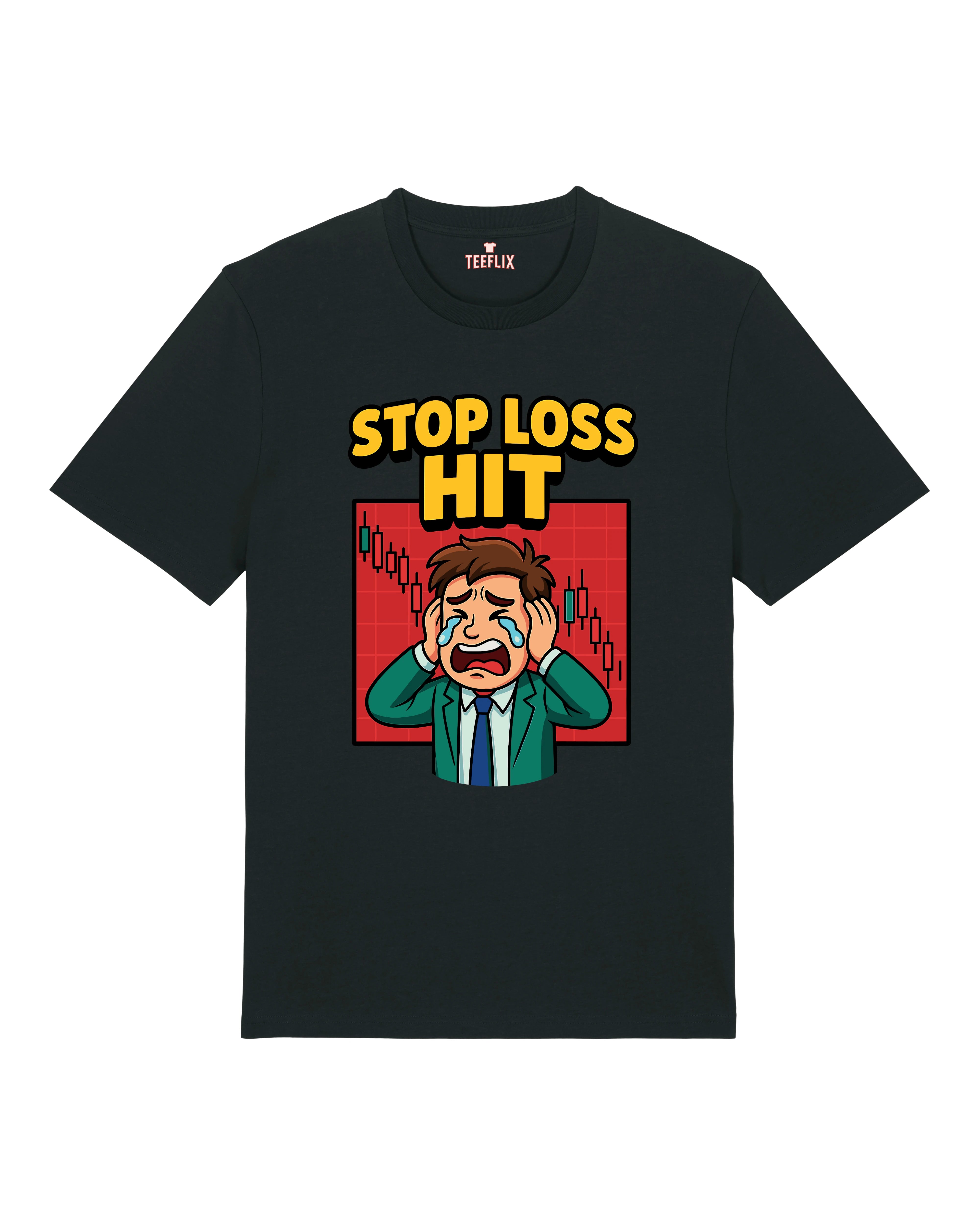 STOP LOSS HIT Trading Crypto Shirt Schwarz – Lustiges Krypto Candlestick Shirt von Teeflix