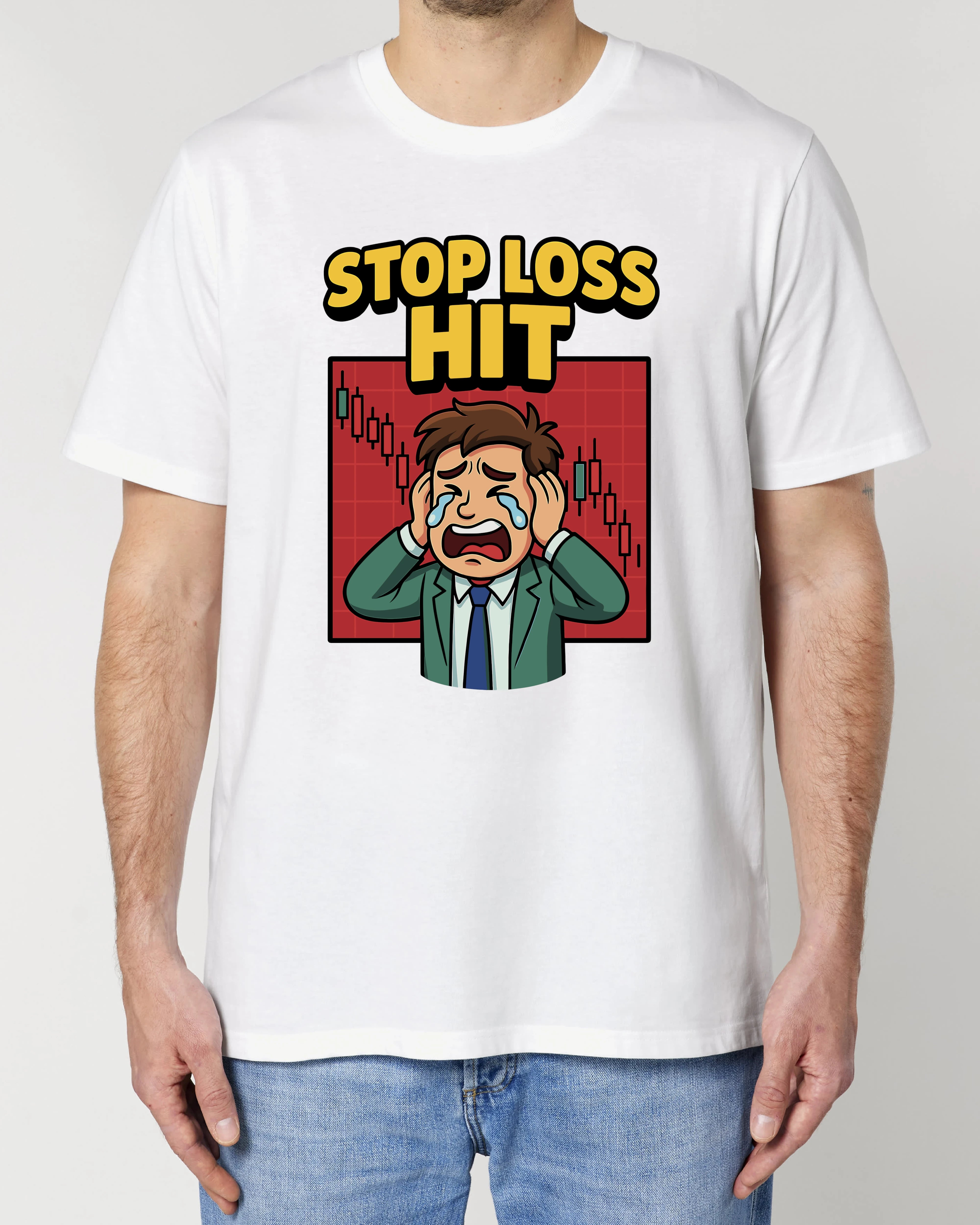 STOP LOSS HIT Trading Crypto Shirt Weiß – Lustiges Krypto Meme T-Shirt von Teeflix