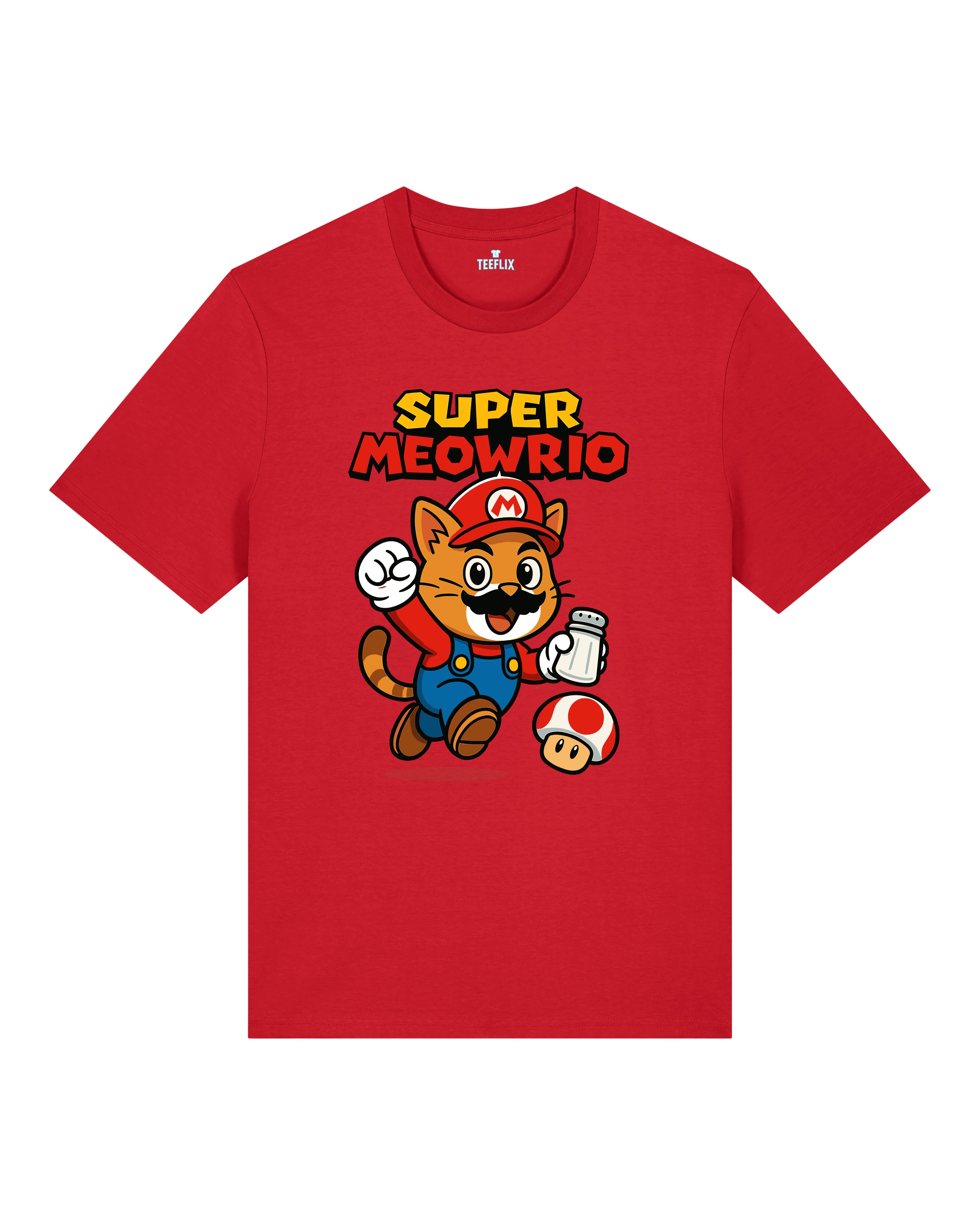 Super Meowrio Meme Shirt Katze rot lustiges Gamer T-Shirt | Teeflix