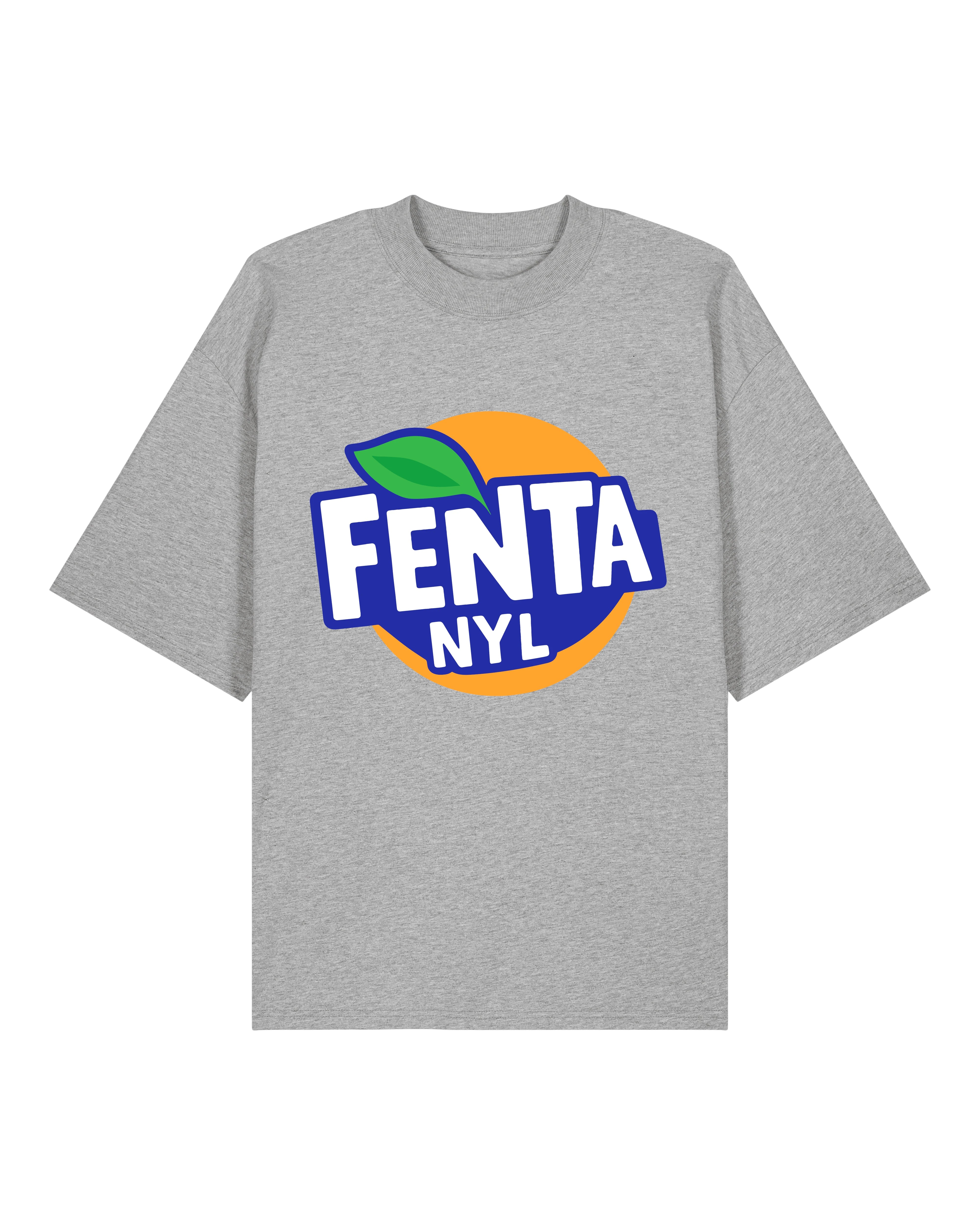 Oversized graues T-Shirt mit kritischem Fentanyl-Spruch, Satire-Motiv von Teeflix