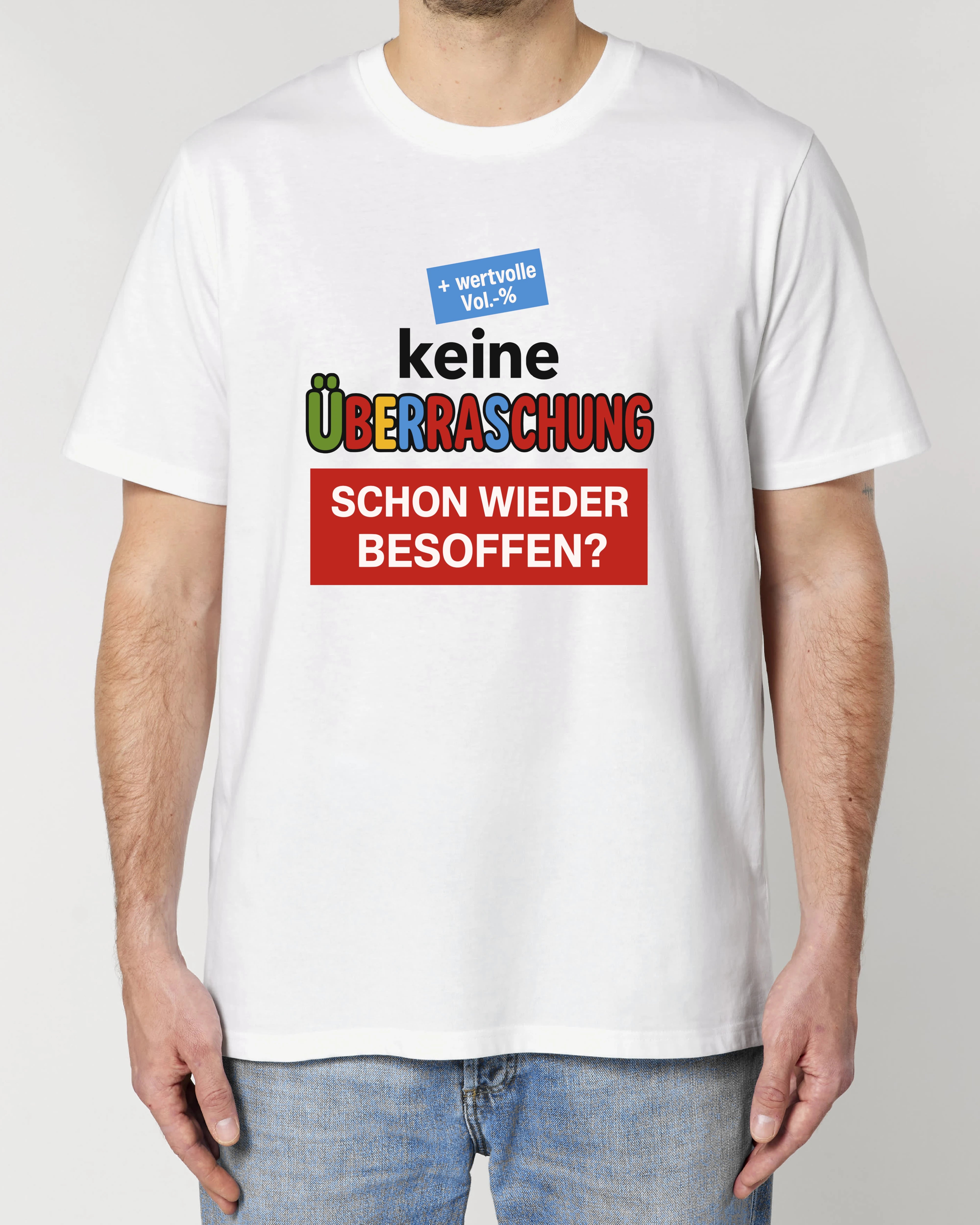 Weißes lustiges Shirt mit Spruch „Schon wieder besoffen?“, Unisex Regular Fit, Teeflix