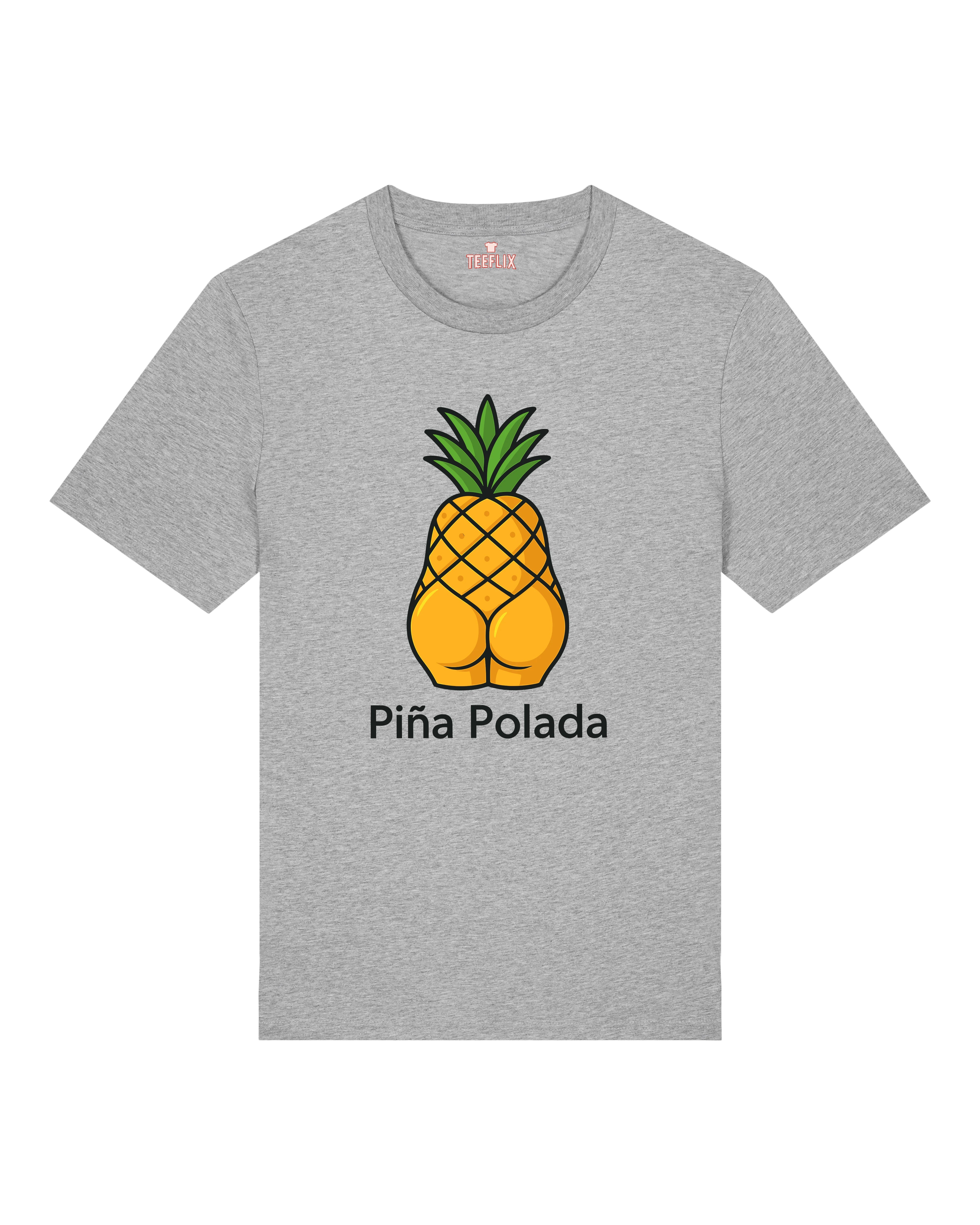 Graues lustiges T-Shirt mit Pina Polada Aufdruck, Normal Fit, Teeflix
