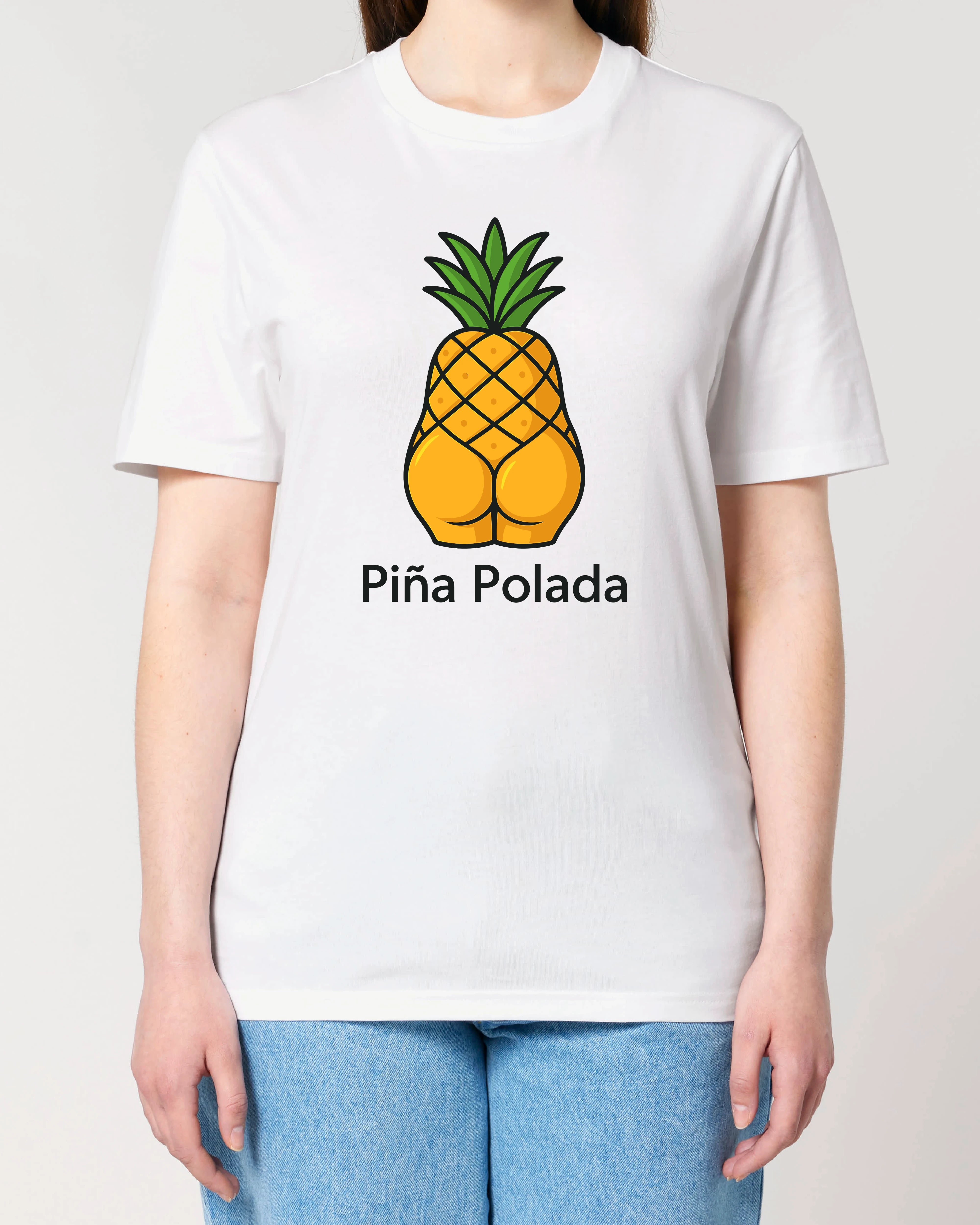 Weißes Shirt mit Spruch „Pina Polada Schnitte“, Sommer-Design, Unisex Fit, Teeflix