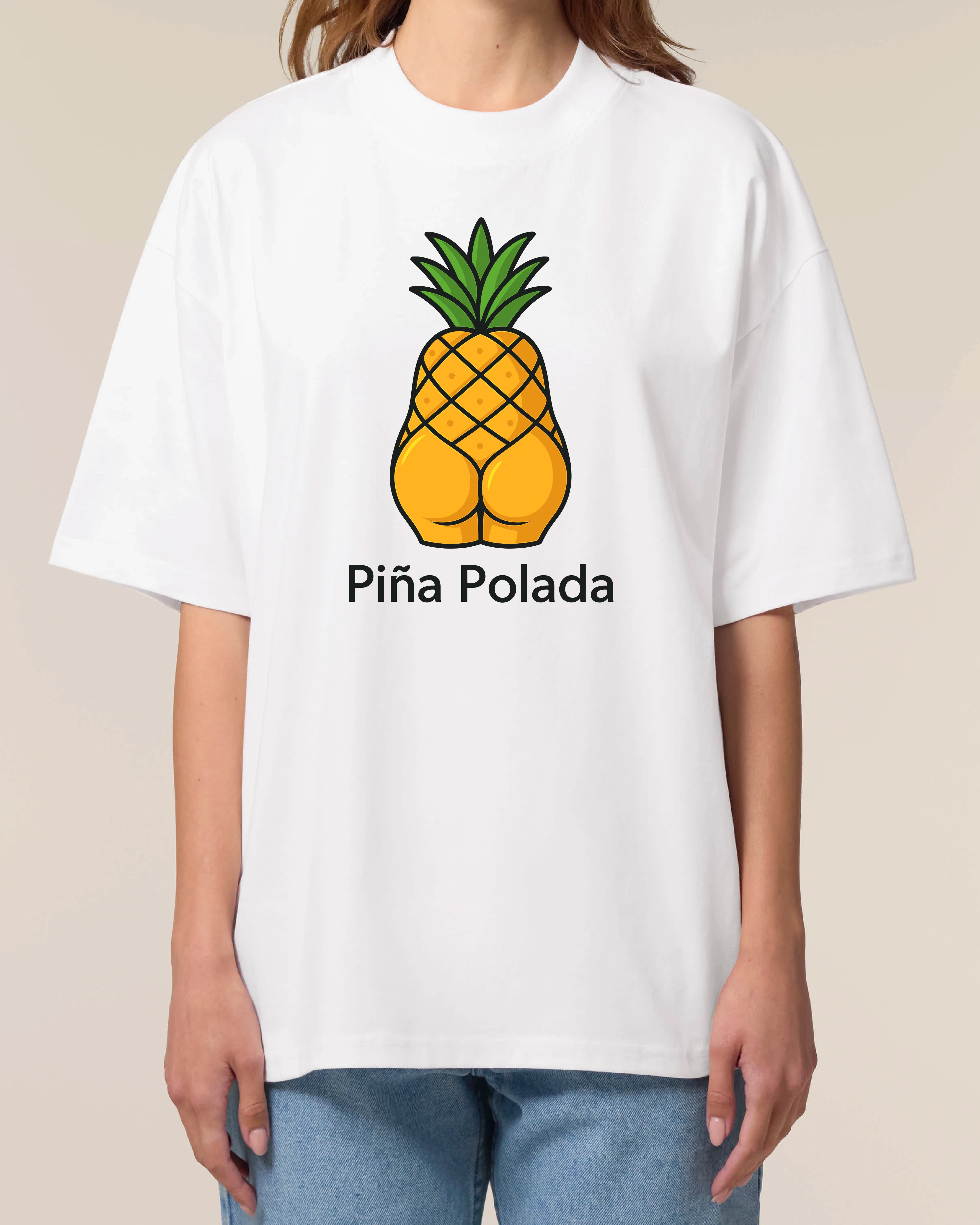Oversized Shirt in Weiß mit Cocktail-Motiv und Spruch, Sommer-Shirt von Teeflix