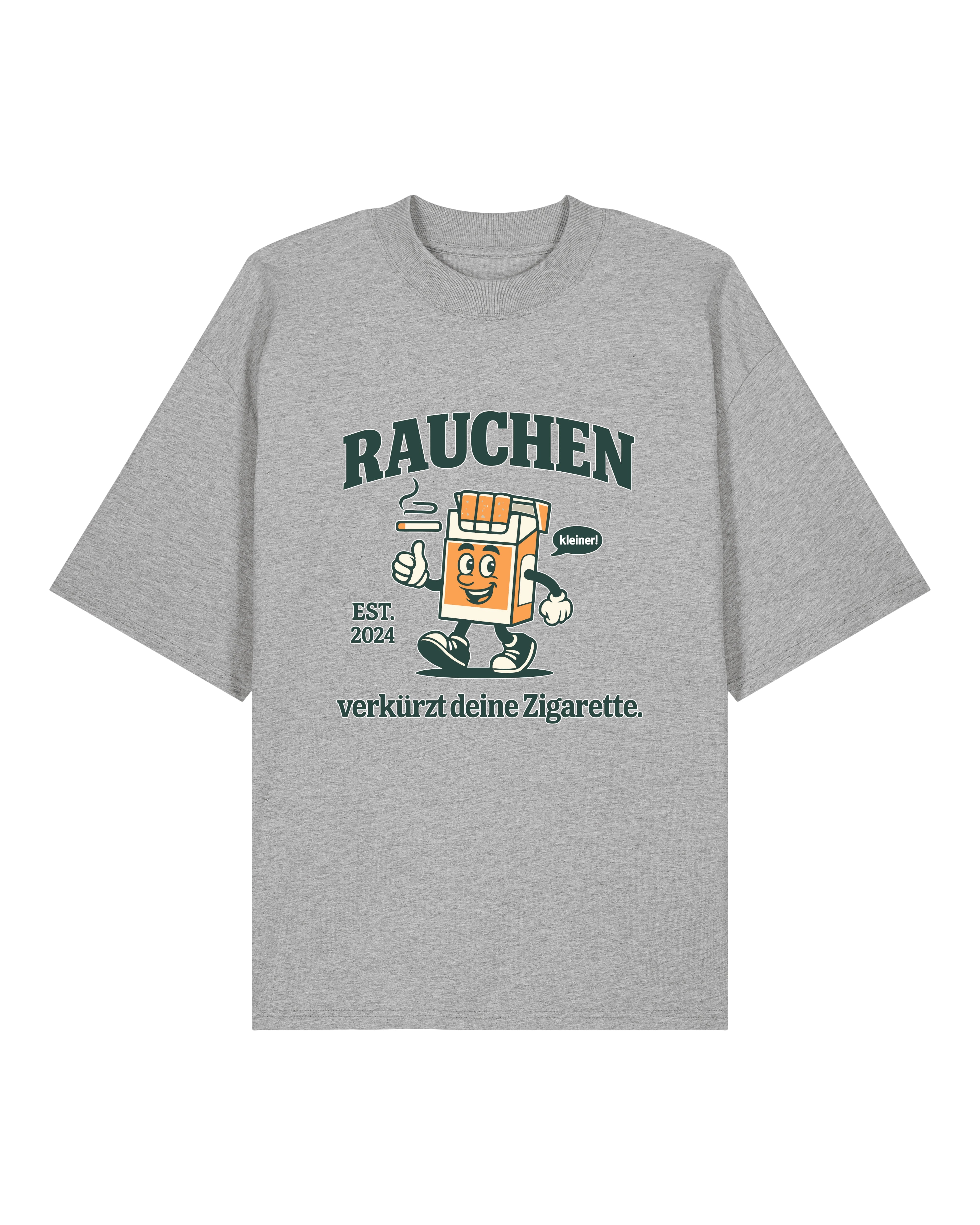 Oversized Statement Shirt in Grau mit Zigaretten-Spruch, schwarzer Humor T-Shirt von Teeflix aus Bio-Baumwolle