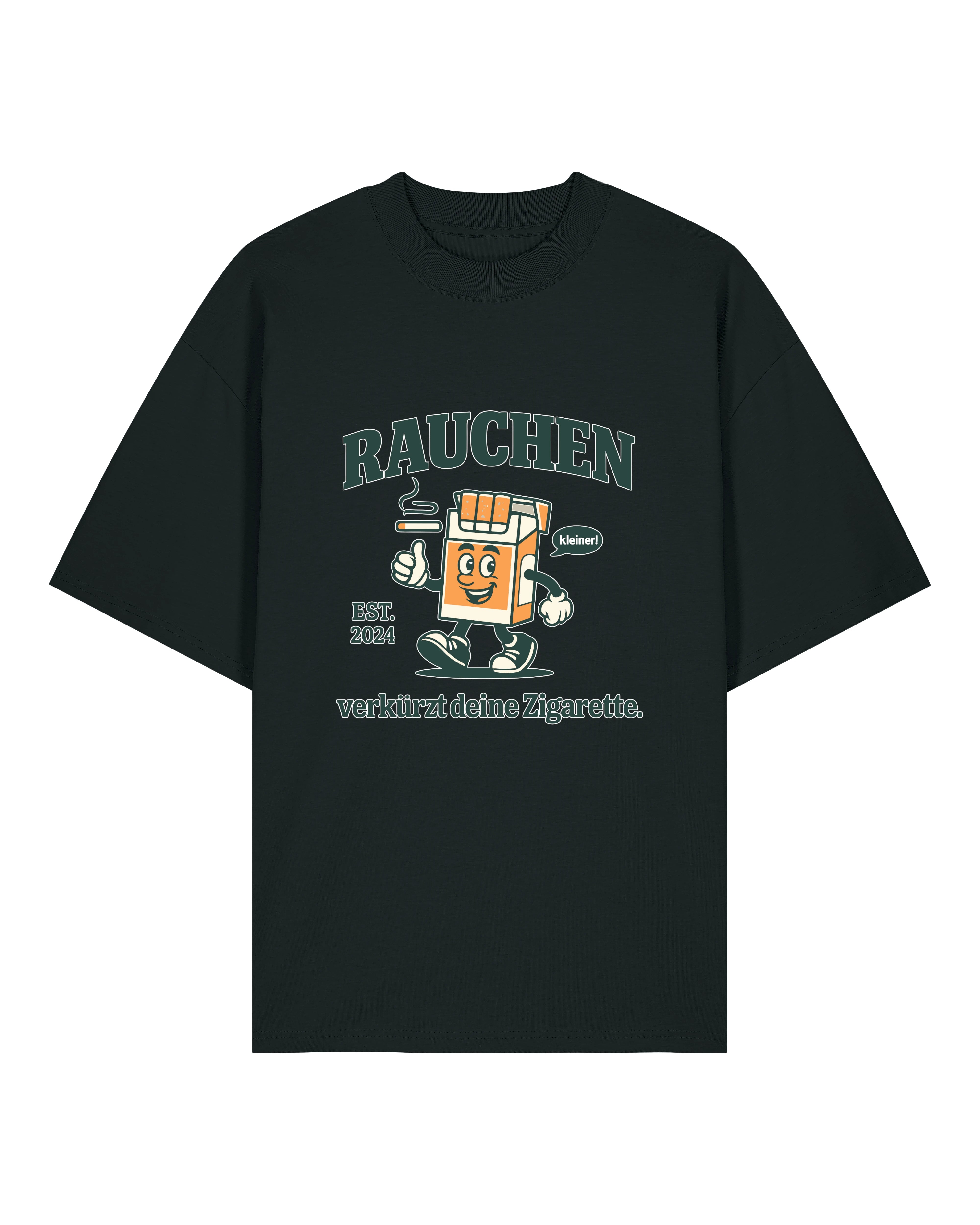 Oversized schwarzes Shirt mit Meme-Print zum Rauchen, lustiges Spruchshirt von Teeflix aus Bio-Baumwolle