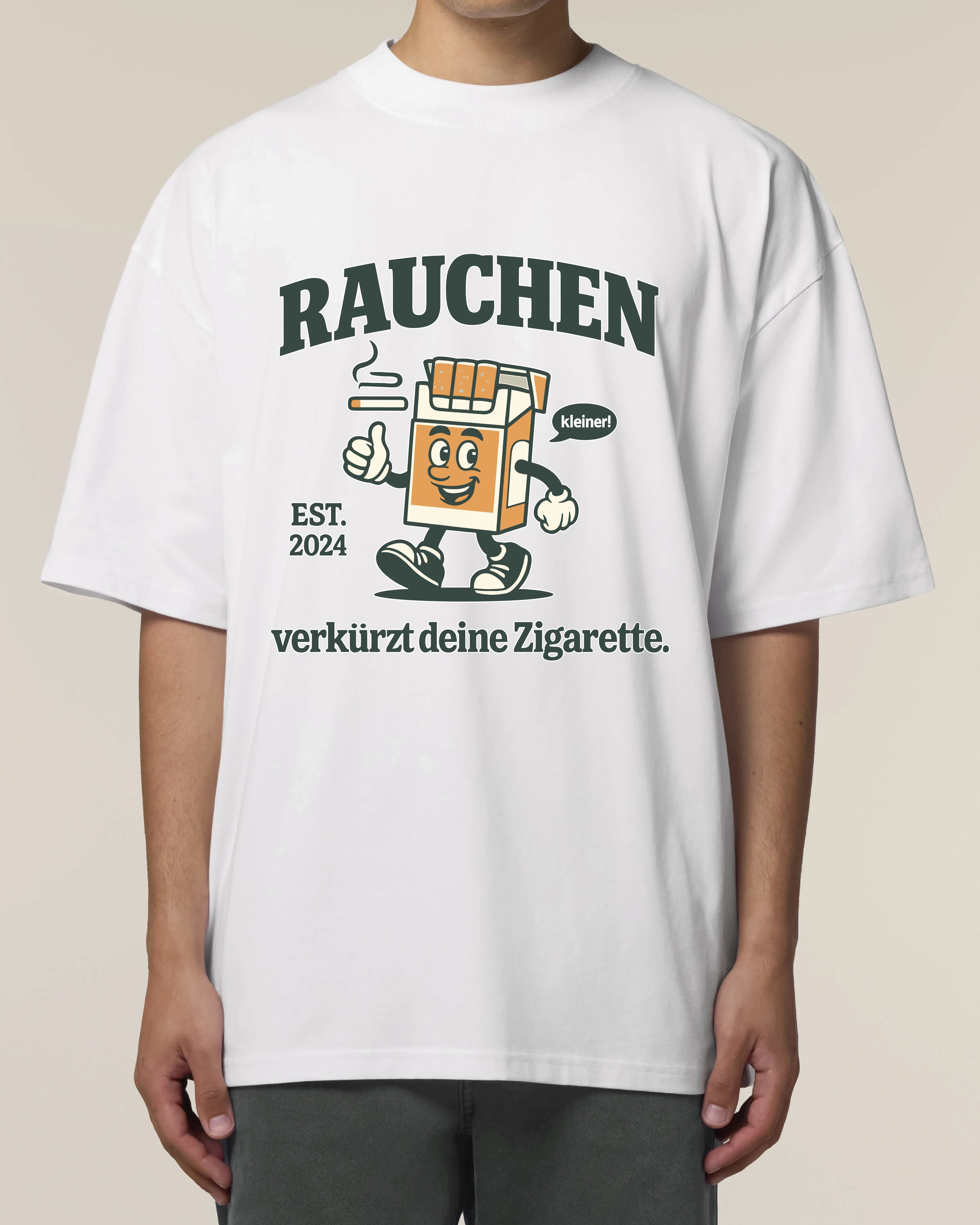 Oversized Shirt mit witzigem Rauchen-Spruch in Weiß, schwarzer Humor Funshirt von Teeflix aus 100 % Bio-Baumwolle