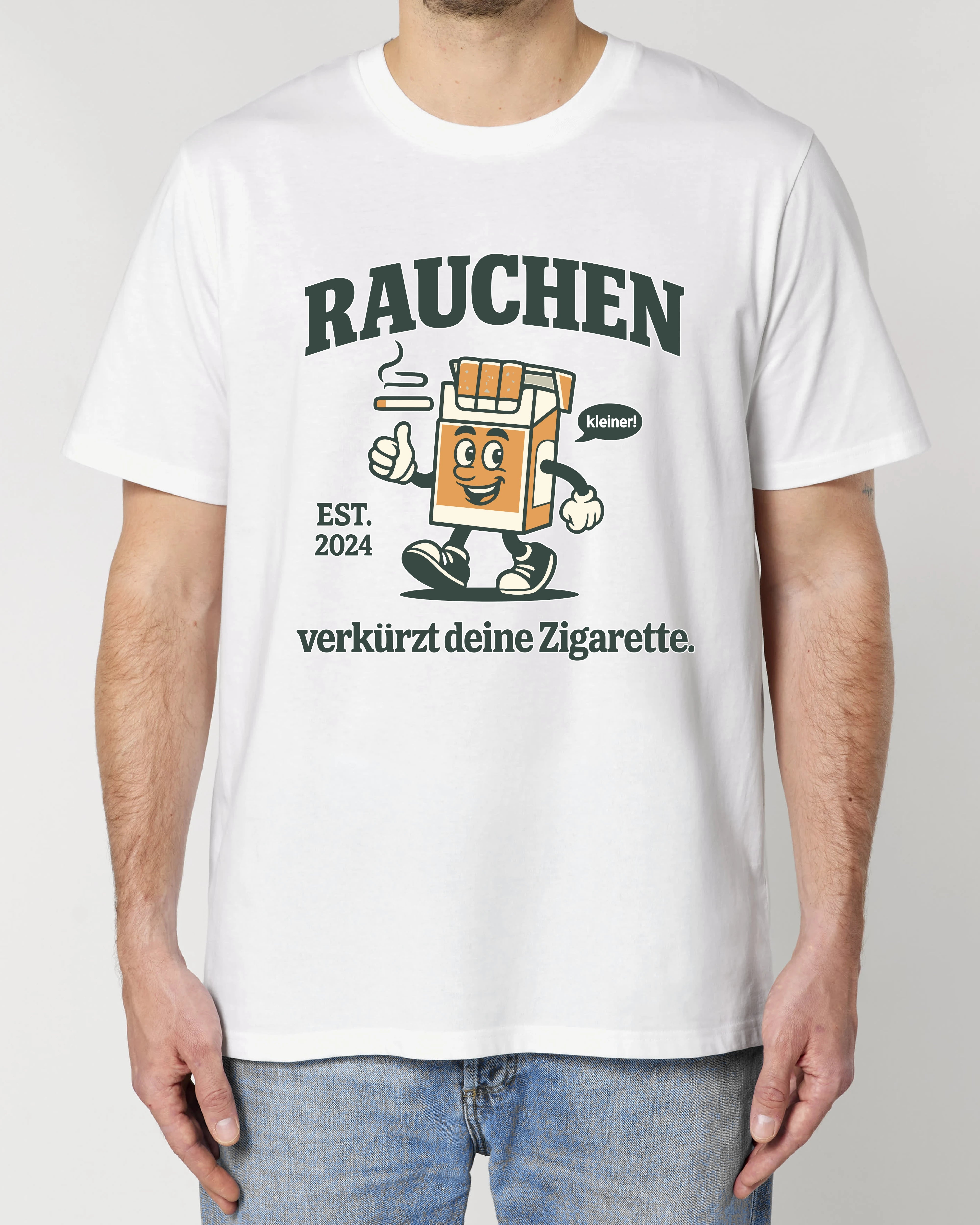 Lustiges T-Shirt mit Satire-Spruch über Rauchen in Weiß, Bio-Baumwolle, Unisex Regular Fit von Teeflix