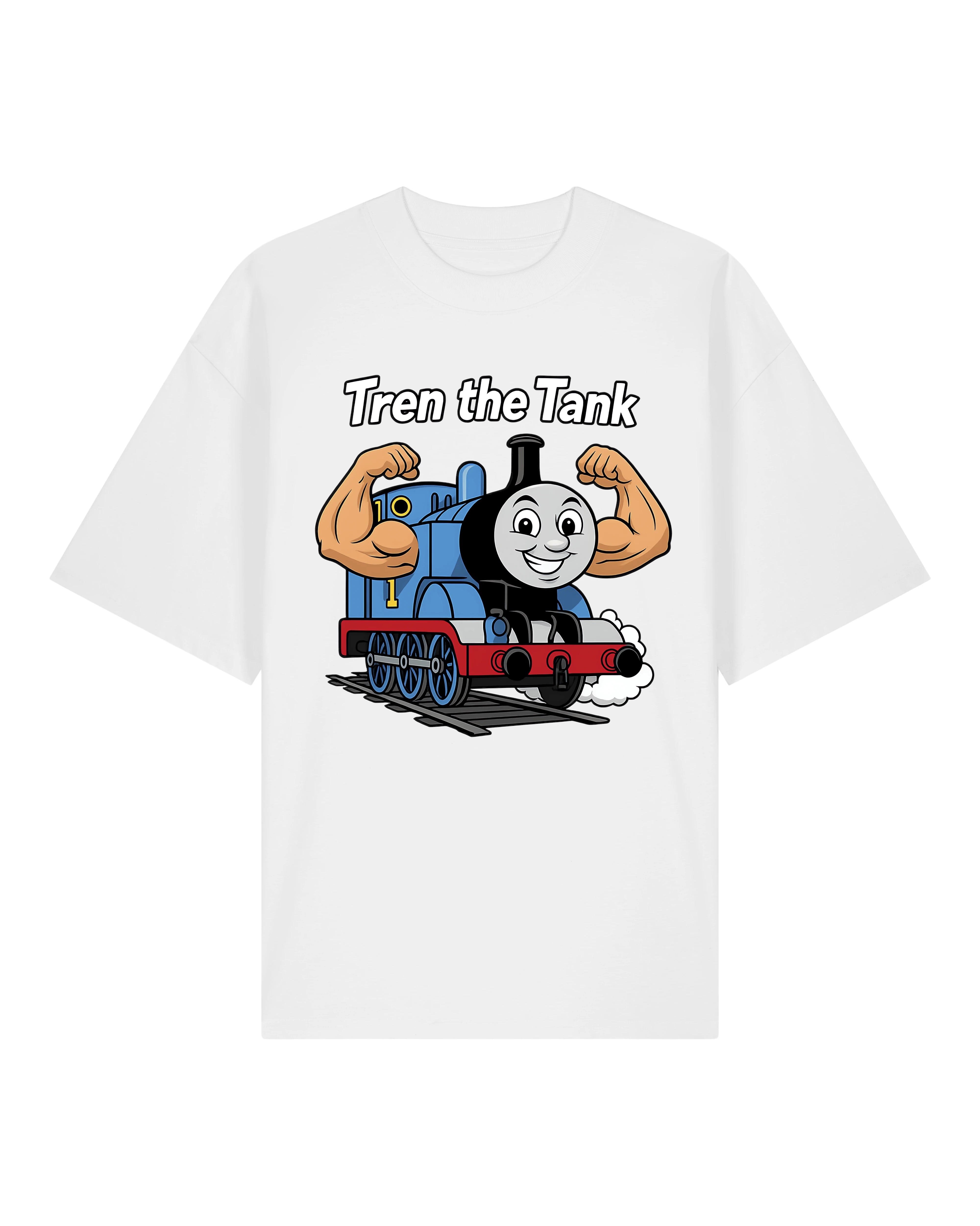 Oversized Tren the Tank Pump Cover Shirt in Weiß – lustiges Gymshirt – Teeflix