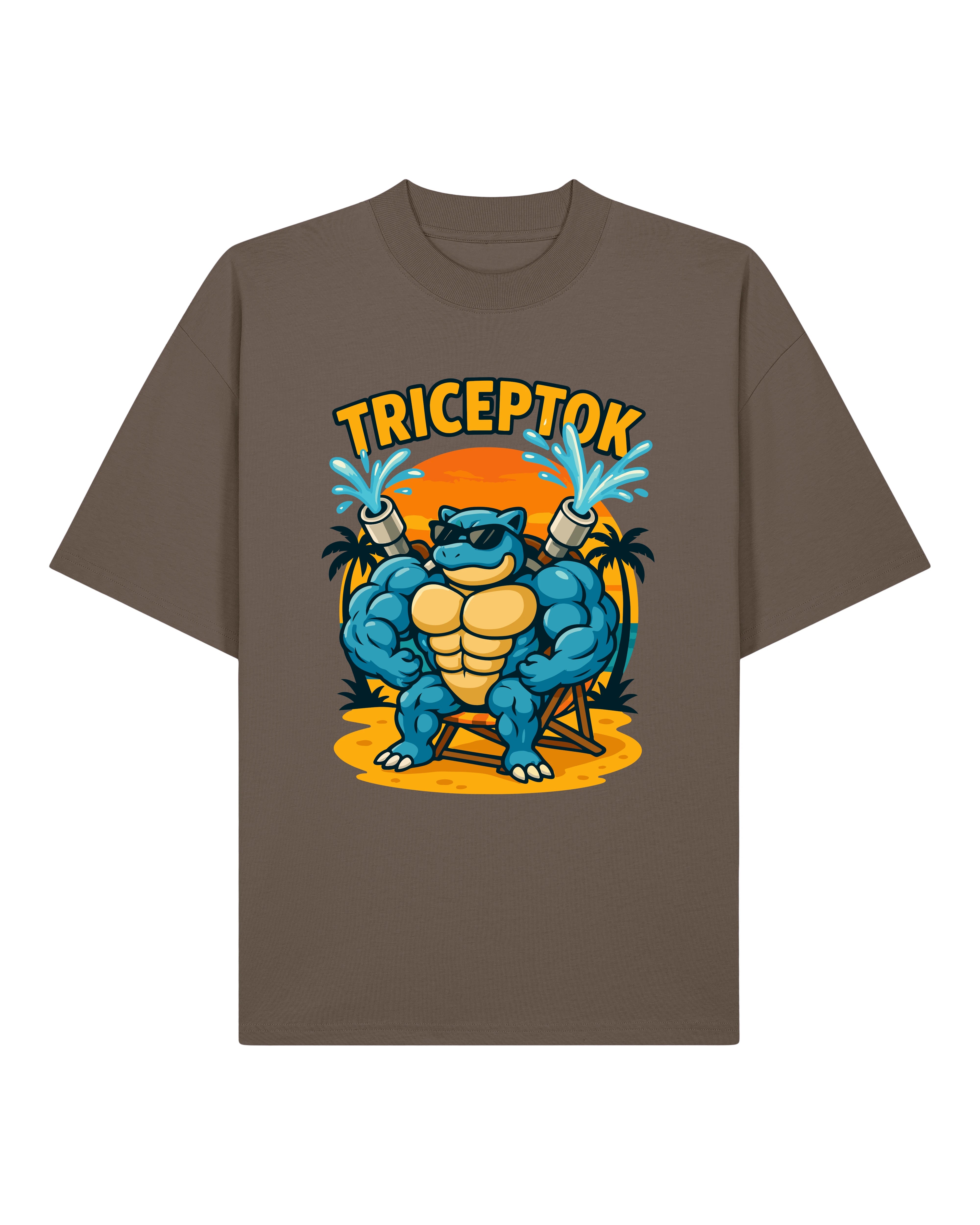 TRICEPTOK Oversized Pump Cover Gym Shirt Braun – Fitness Pump Cover Shirt von Teeflix