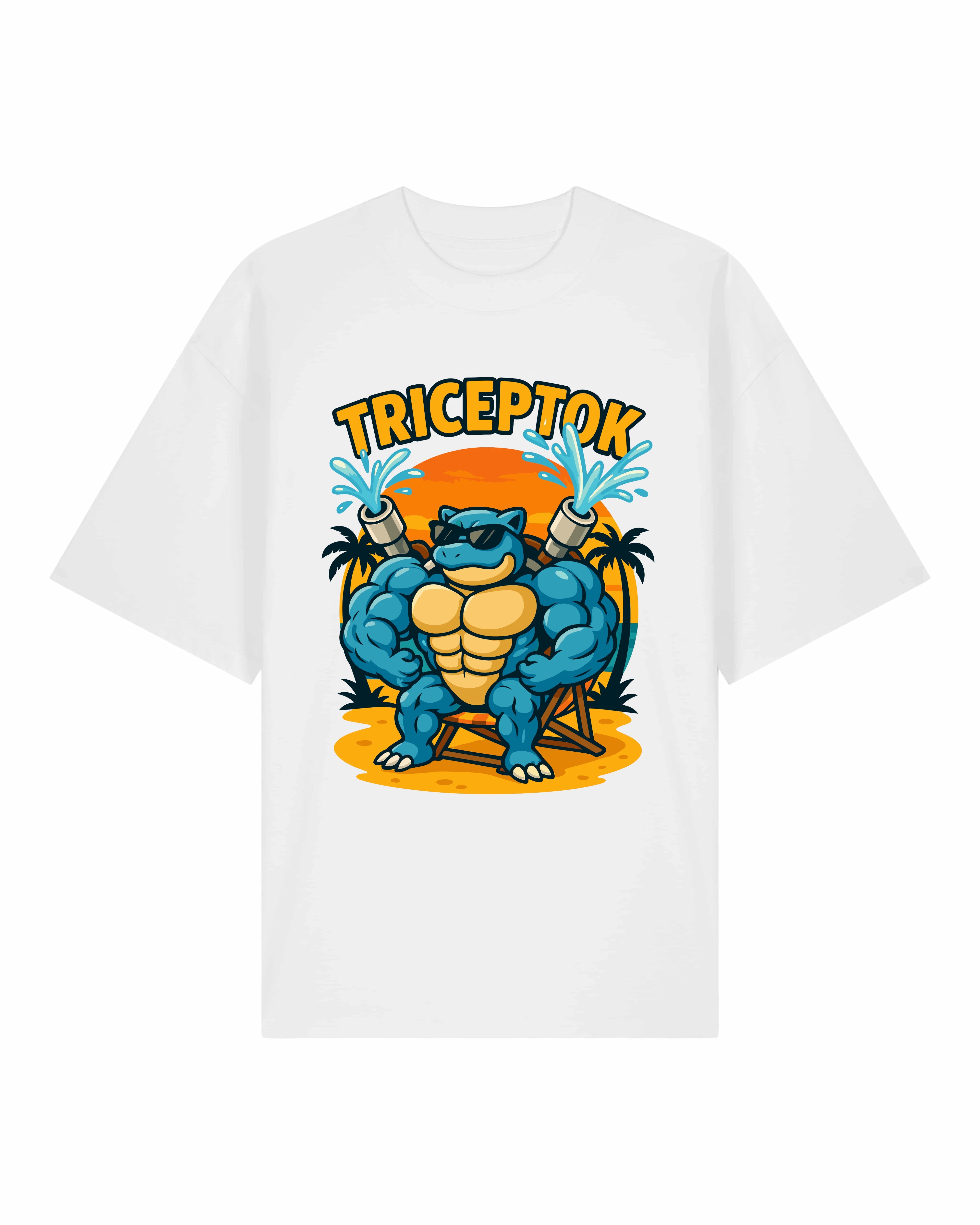 TRICEPTOK Oversized Pump Cover Gym Shirt Weiß – Lustiges Sportshirt Herren von Teeflix