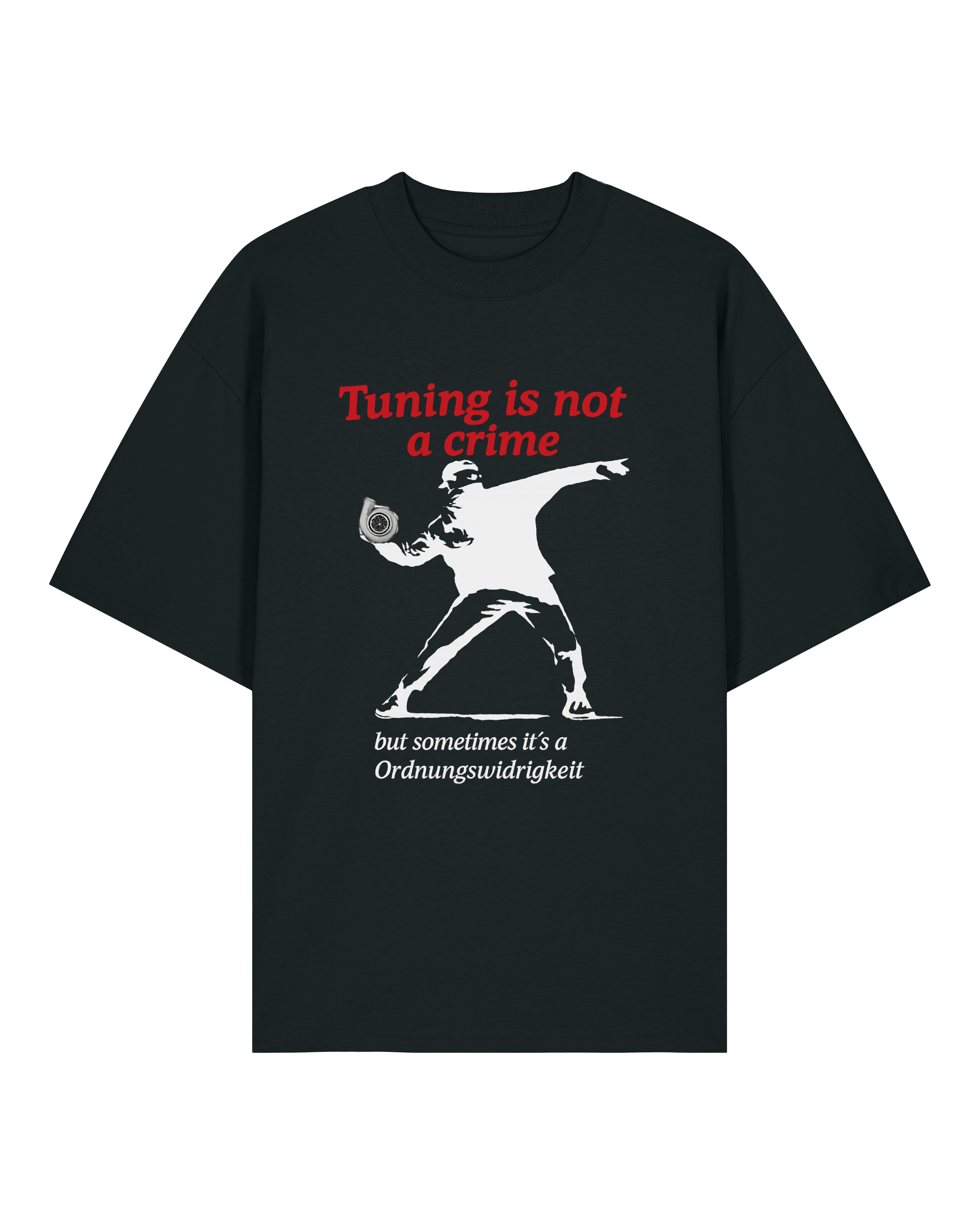 Schwarzes Tuning Shirt mit Turbo-Motiv im Banksy-Stil