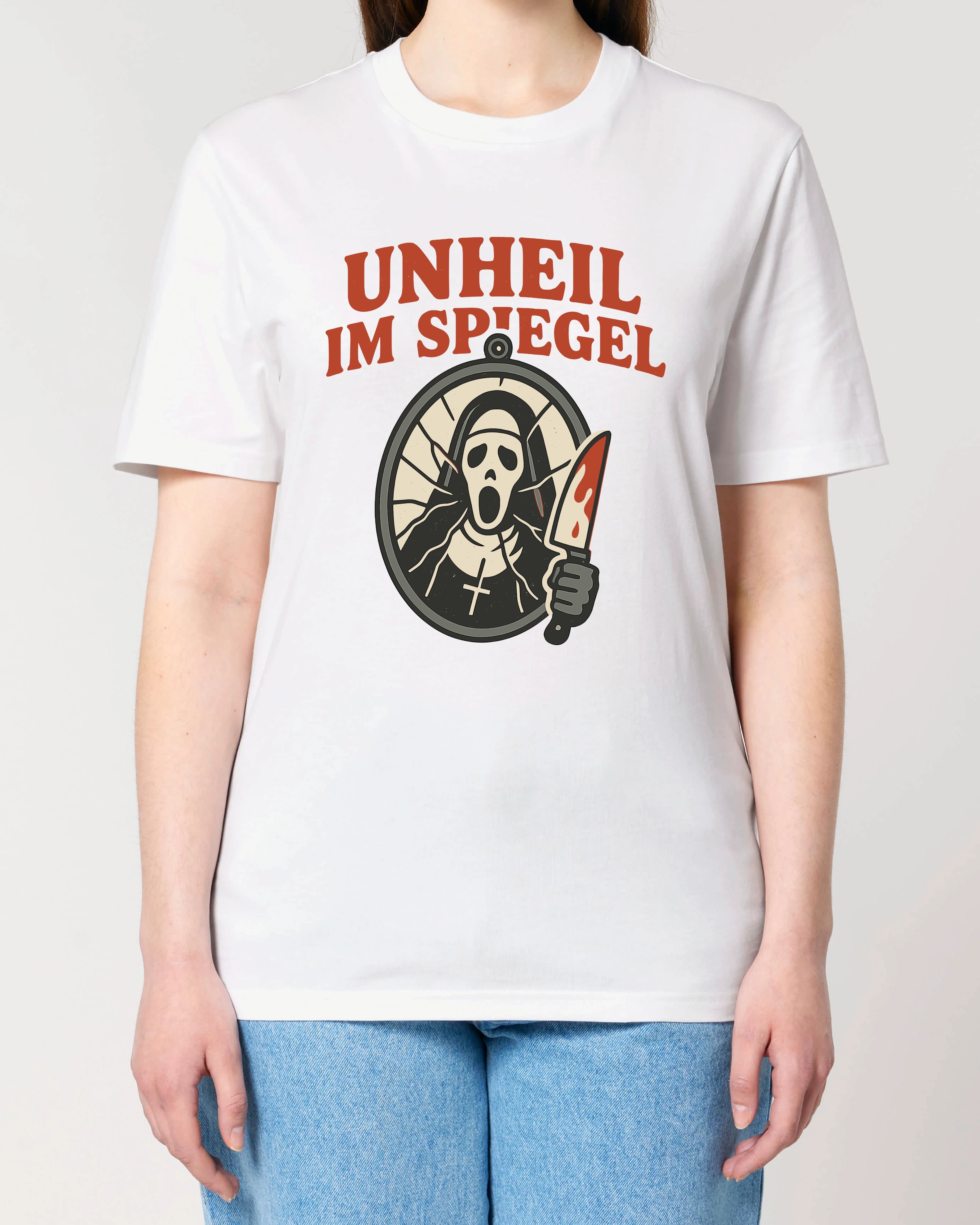 Damen Halloween Shirt mit Schrei-Motiv, witziges und düsteres T-Shirt für Kostümparty