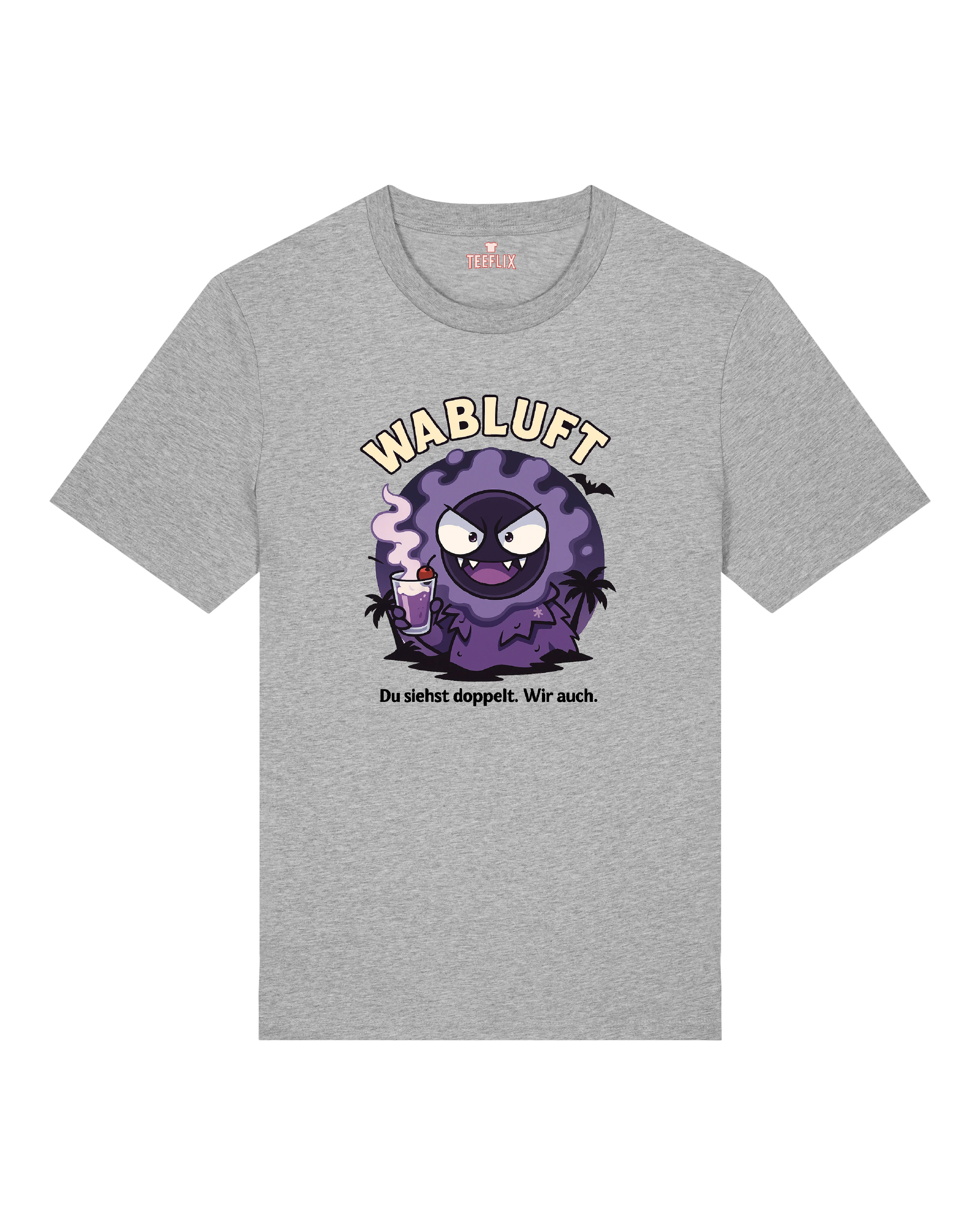 Graues Wabluft Shirt mit Cocktail-Motiv und Party-Design