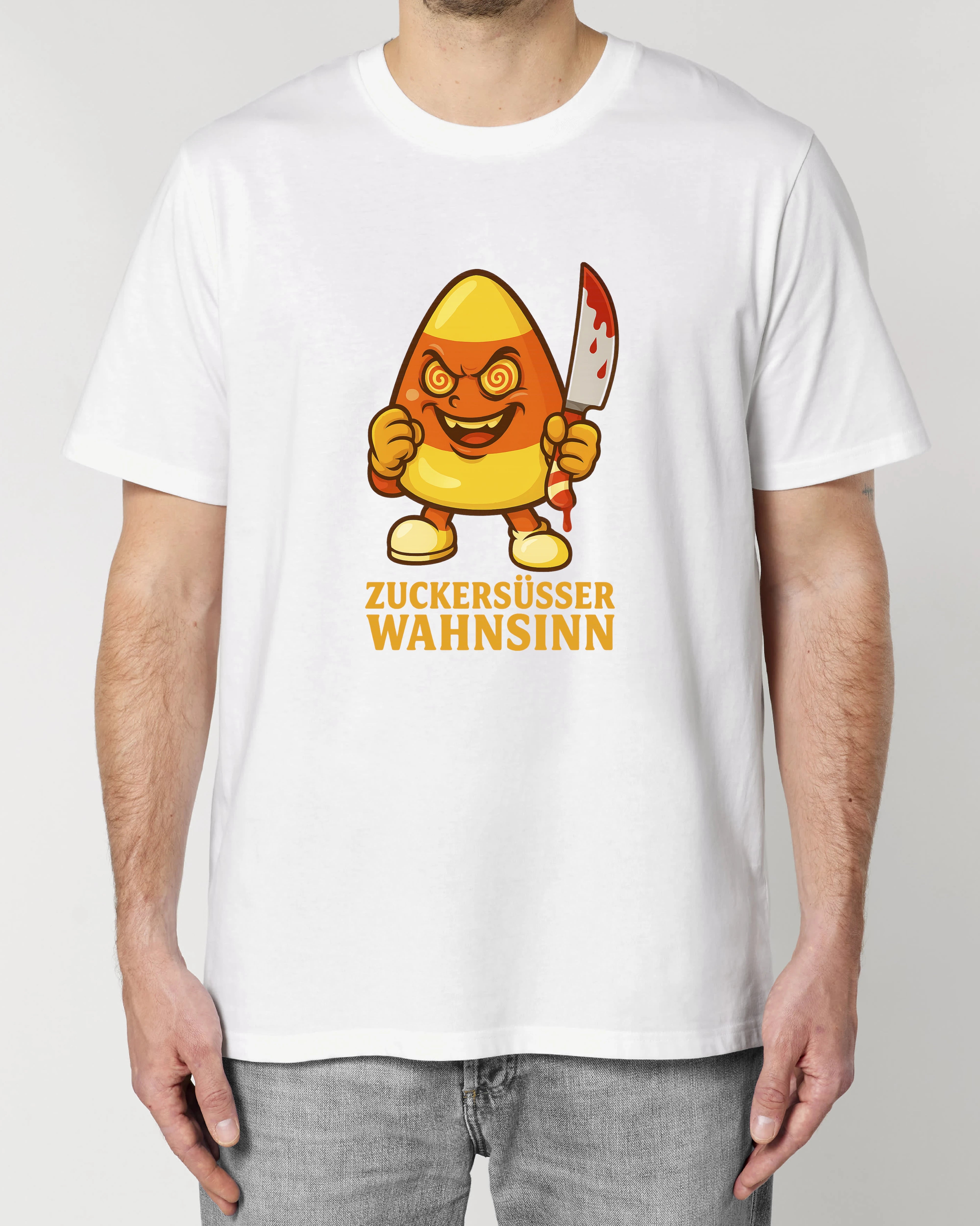 Lustiges Halloween T-Shirt mit Candy Killer Design in Weiß – Premium Unisex Shirt von Teeflix