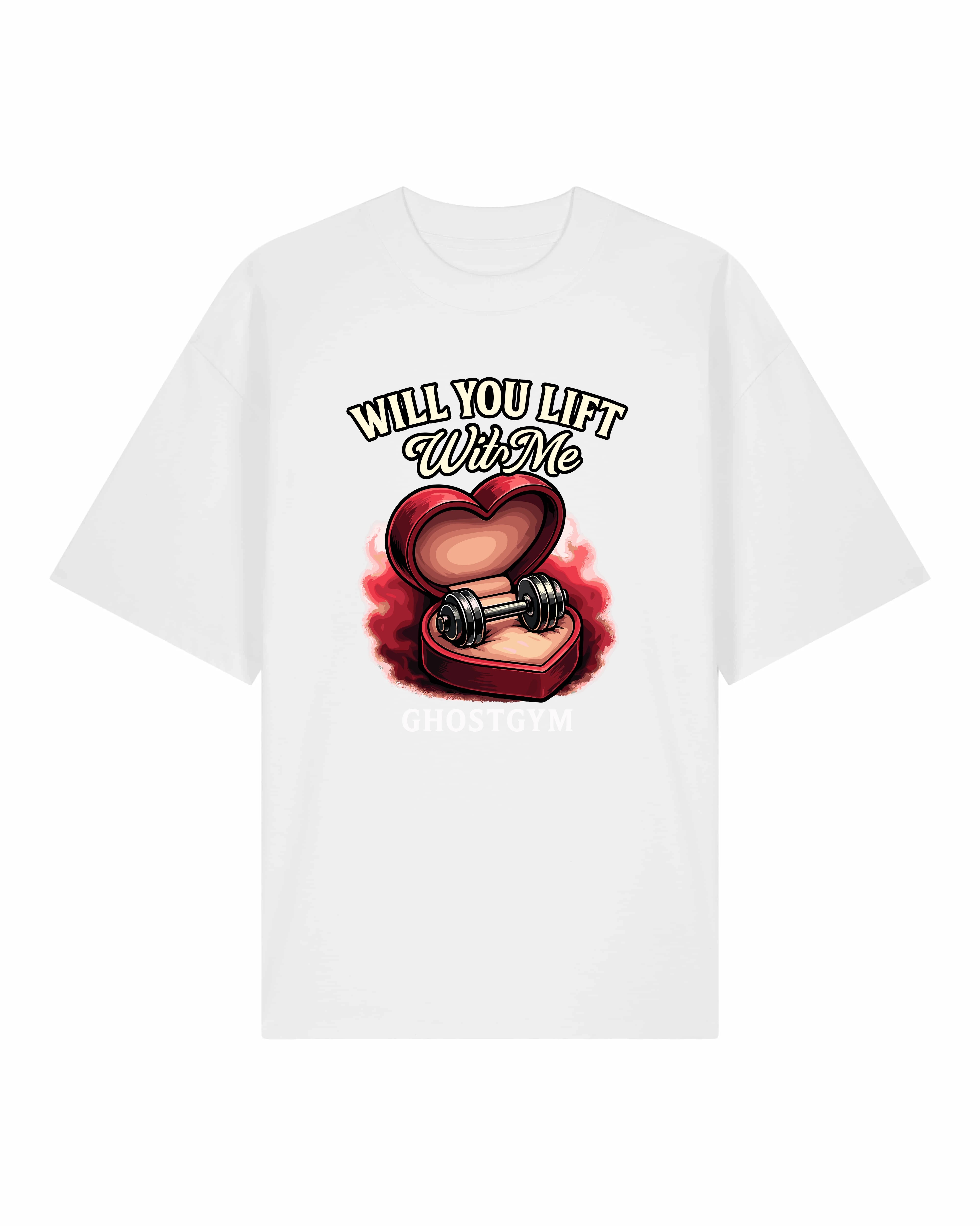 Teeflix Will You Lift With Me Gym Shirt Weiß Oversized Pump Cover Bio-Baumwolle Fitness Fun Shirt Herren