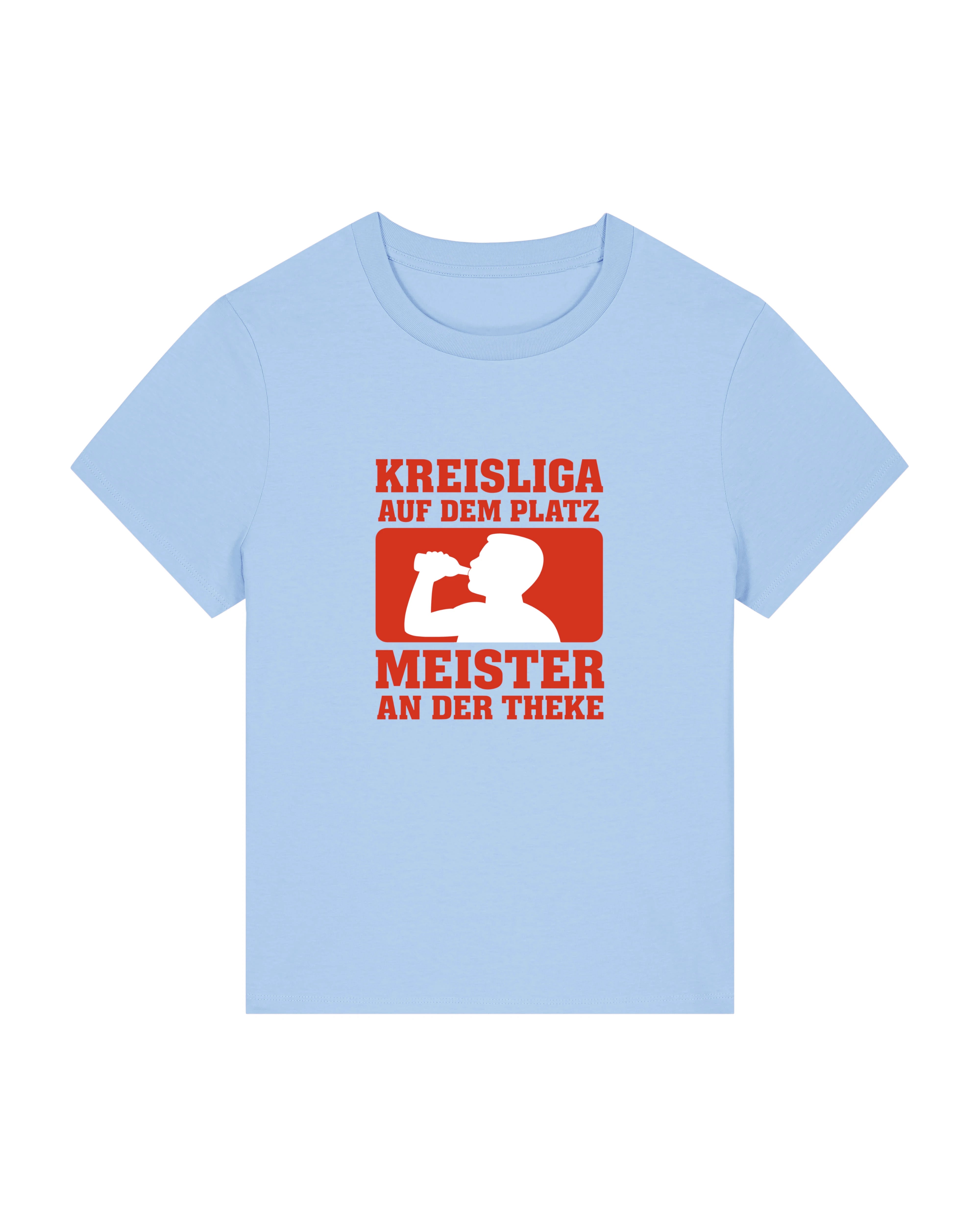 Kreisliga Damen Shirt – Lustiges Fußball Spruchshirt Meister an der Theke | Teeflix